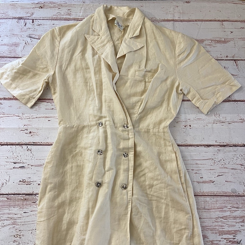 Vintage Sisley Linen Blend Maxi Cottage Minimal‎ Size 30 Women's Made In Italy
